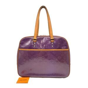 Authentic  LOUIS VUITTON Monogram Vernis Purple Sutton Handbag